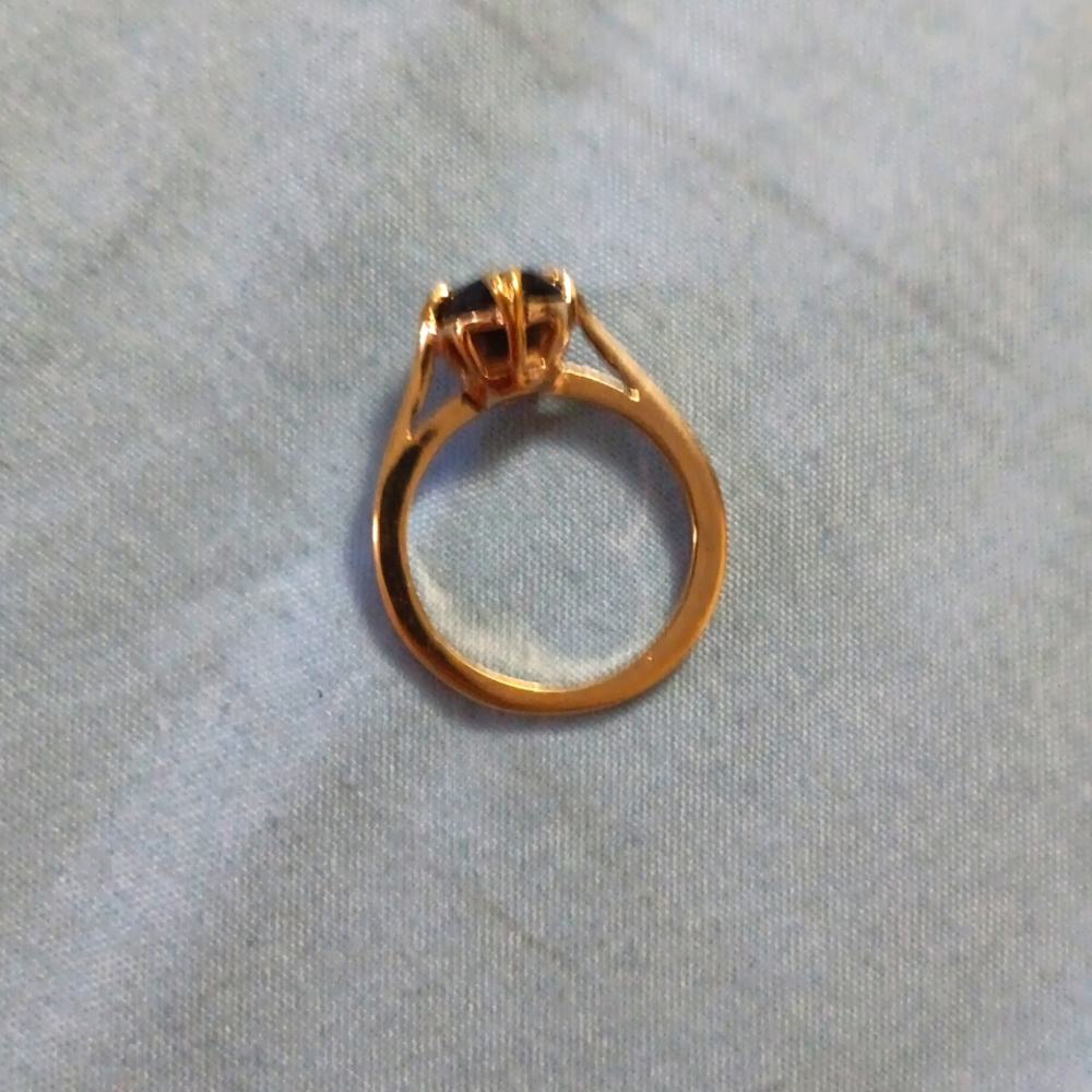 Stamped Gold Ring With Dark Blue Ruby - image 4